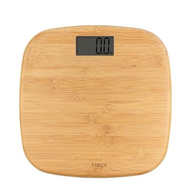 Haepi - Pèse Personne En Bambou Avec Grand Plateau Et Écran - Design Précis - Surface Douce - Capacité 180kg - Piles Incluses - Garantie 15 Ans