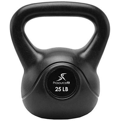 ProsourceFit Vinyl Coated Cast Pesa Rusa, Unisex-Adult, Negro, 25 LB