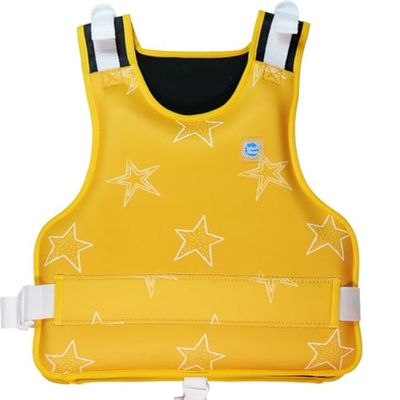 Gilet de Natation Ajustable, étoiles Jaunes, 6-10 Ans.