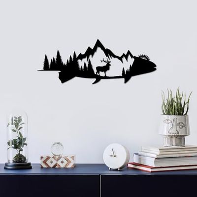 Stylish Black Decorative Metal Wall Accessory, 70 x 26 cm, 100% Metal (1.5 mm Thick), Easy Wall Mounting, Perfect for Modern Home Decor