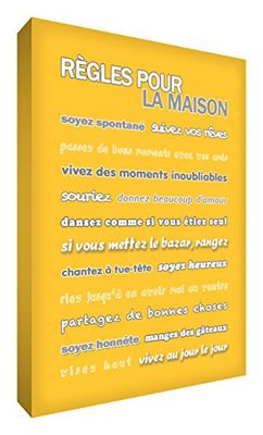 Little Helper Feel Good Art Lienzo con marco de pared estilo moderno Regla de Notre Maison amarillo 91 x 60 cm