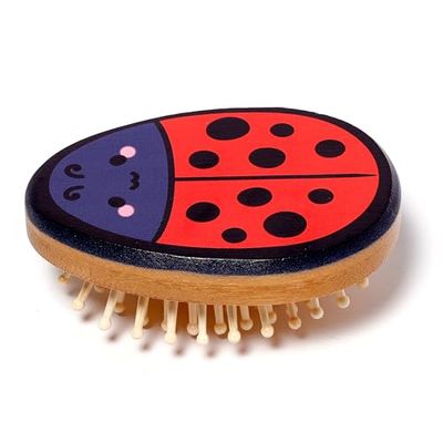 Puckator - Spazzola per Capelli in Legno di Bambù a Forma di Coccinella Carina, Animali Dolci, Adoramals - Accessori Bellezza per Bambine e Ragazze