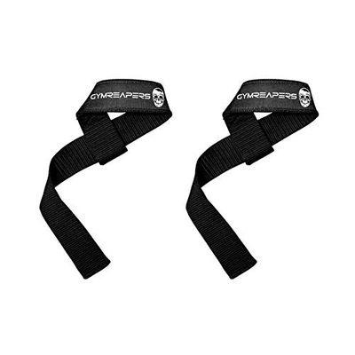 Gymreapers - Cinghie da polso per sollevamento pesi, bodybuilding, powerlifting, allenamento della forza, stacchi da terra - Neoprene imbottito con cotone da 45,7 cm (nero - senza imbottitura)