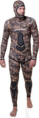 Cressi Katana Man 2-Pieces Wetsuit, Muta Due Pezzi in Neoprene 5mm per apnea e Pesca Uomo, Marrone Chiaro Camo, L