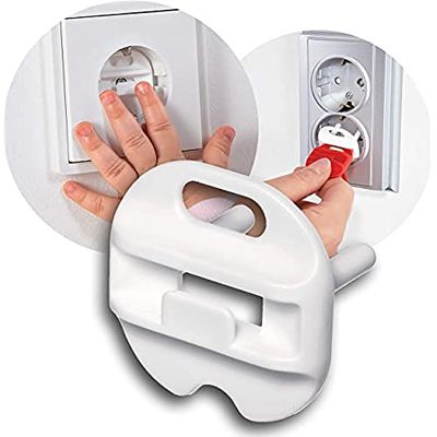 reer Cache-Prises avec Clé de Sécurité Gris 6 Unités