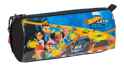Safta Hot Wheels Let's Race – Pencil Case with Zip and Compartment, Children's Pencil Case, Ideal for School Age Children, Comfortable and Versatile, Quality and Resistance, 21 x 7 x 8 cm, Blue /