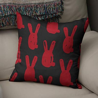 BonaMaison Housse de Coussin Motif, Rouge Noir Taie d'oreiller pour Lit Voiture Canapé Maison Salon Chambre, Décoration D'intérieur, 43x43cm - Conçu et Fabriqué en Turquie