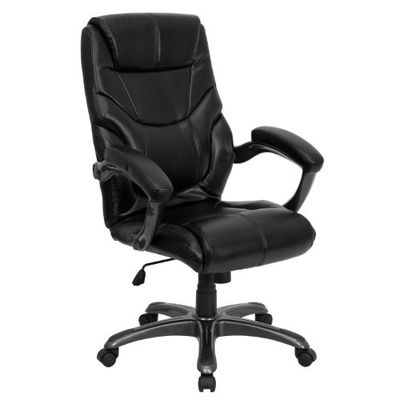 Flash Meubels Go-724h-bk-lea-gg Hoge Rug Leer Zwart Dikke Bekleding Executive Bureaustoel
