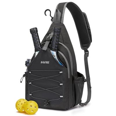 G4Free Pickleball tas, sport Pickleball Sling Bag voor vrouwen mannen, lichtgewicht Pickleball Paddle Bag Pickleball Rackets Tassen, Zwart, L, Casual dagrugzak