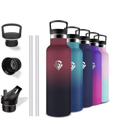 Grsta Thermosfles, 500 ml, BPA-vrij, drinkfles met rietje, lekvrij, kinderfles, houdt 12 uur warm / 24 uur koud, thermos voor school, camping, kantoor, koffie