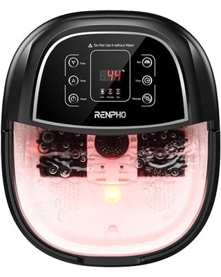 Foot Spa Massager, RENPHO voetenbad met snelle verwarming, automatische massage, krachtige bubbelstralen, gemotoriseerde Shiatsu massagerollen, pedicure voor vermoeide voeten, verstelbare timer en temperatuur, zwart