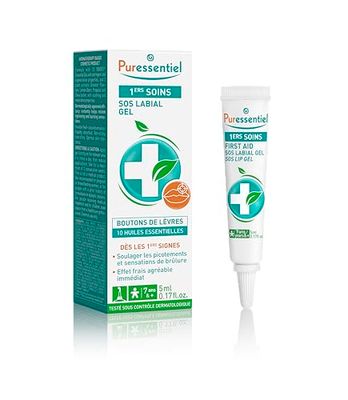 Puressentiel - Bien être au Quotidien - Gel Réparateur SOS Labial - aux 10 Huiles Essentielles - 100 Pour cent Pures et Naturelles - Aide à Apaiser les Sensations de Brûlures - 10 Ml