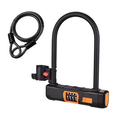 Lucchetto a U per bicicletta, Anti-furto A 4 cifre Serratura a combinazione con cavo, Lucchetto a cavo da 1,2 m per bicicletta, scooter elettrico, moto, porta