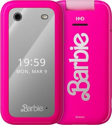 HMD Barbie Phone - L'Iconico Telefono Formato Clamshell, Doppio Display Interno/Esterno, Specchio Make-Up, Sistema Operativo Con Sorprese, Fotocamera VGA e Flash