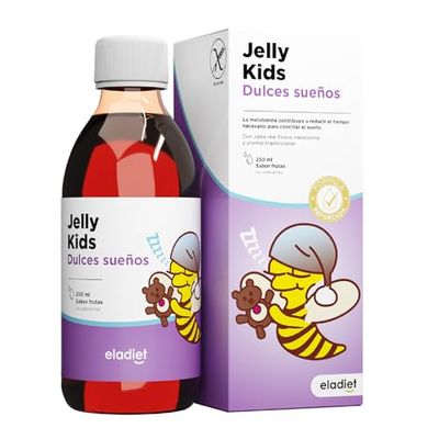 JELLYKIDS Doces sonhos com melatonina - Ajuda a conciliar o sonho das crianças, xarope para dormir bem com melatonina, geleia real fresca, camomila, melisa, lilás e lavanda | 250 ml ELADIET