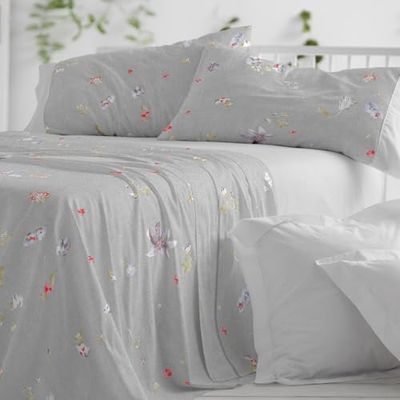 Burrito Blanco Sheet Set, Cotton, Grey, Ancho de 150 a 160