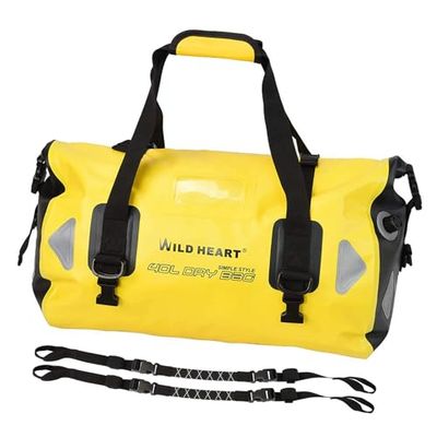 WILD HEART Waterdichte reistas PVC500D met touwriem en binnenzak 40L 66L 100L ASIN: B08C4MFGQX, geel, 40L UK