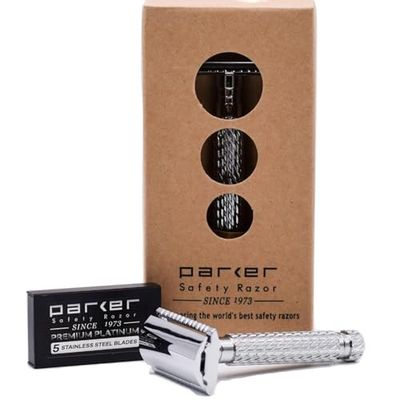 Parker safety razor rasoio di sicurezza 94R a guardia chiusa + 5 lamette da barba parker