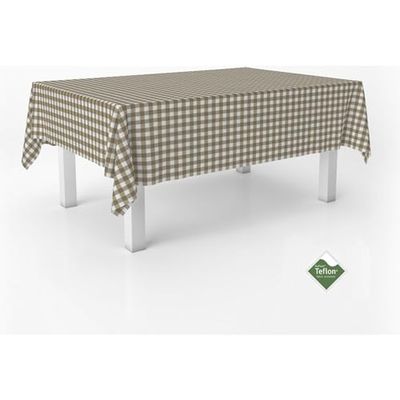 ECOMMERC3 | Tovaglia antimacchia Vichy per tavolo rettangolare dimensioni 260 x 140 cm - Tovaglia Vichy al tatto extra morbida e impermeabile colore pelle