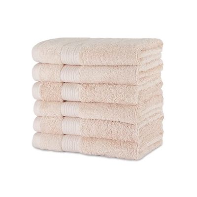 Amazon Basics Fade-Resistant Cotton Hand Towel, 6-Pack, 41 x 66 cm, Blush Pink