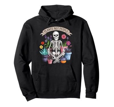 Plants Not People Funny Skeleton Succulents Design Pullover Hoodie