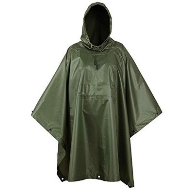 USGI Industries Militaire Stijl Poncho Multi Gebruik Rip Stop Camouflage Regen Poncho, Od Groen, Eén maat