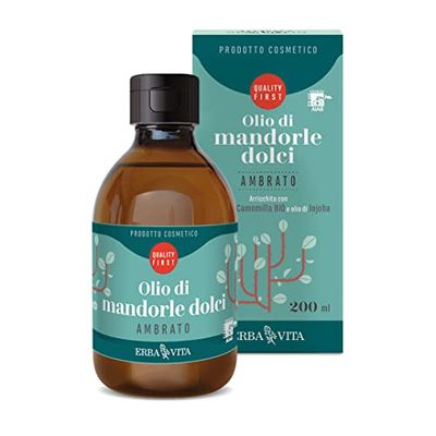 ERBA VITA Olio di mandorle dolci Ambrato arricchito con estratto di camomilla emolliente e lenitivo per la pelle