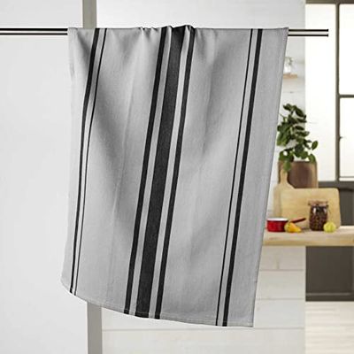 Douceur d'Intérieur Tea Towel, Cotton, Grey, 50 x 70 CM