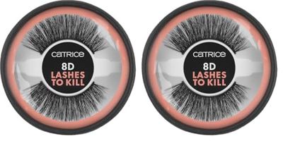 Catrice 8D Lashes To Kill, ciglia finte, n. 020, nero, effetto ciglia finte, vegano, senza particelle di microplastica, senza nanoparticelle, senza profumo, confezione da 2 (1 g)