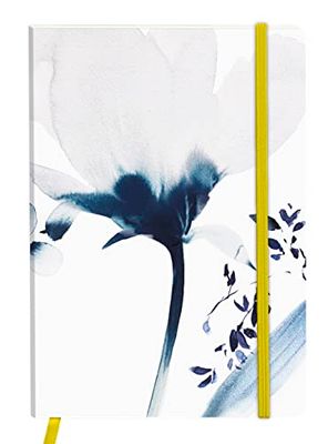 Clairefontaine 115931C - A Blue Ink Floral Pattern Paperback Notebook - A5 14.8x21cm - 128 Lined Pages 90g White Paper - Elastic - Bookmark - Inkebana Collection - 2 visuals, libr. Random