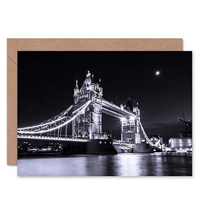 Fine Art Prints Tower Bridge At Night Greeting Card With Envelope Inside Premium Quality