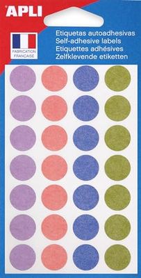 APLI 102149 - Pochette de 140 pastilles de couleurs pastels assorties Ø 15 mm