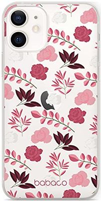 ERT GROUP mobiltelefonfodral för Apple Iphone 12 Mini originalt och officiellt licensierat Babaco mönster Flowers 020 Vit optimalt anpassad till formen på mobiltelefonen, gedeeltelijk transparant