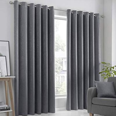 Fusion - Rideaux Gris Anthracite 117 x 137 cm - 2 Panneaux - Rideaux à œillets en Charbon de Bois - Rideaux Thermiques pour Chambre/Salon - Rideaux et tentures - Rideaux de Porte - Collection Strata