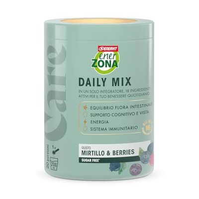 Enervit EnerZona Care Daily Mix, Integratore Alimentare Multifunzionale, Supporto Cognitivo, Energia, Rinforzo Immunitario, 20 Porzioni, 0 Zuccheri e 0 Calorie, Gusto Mirtillo & Berries, Senza Glutine