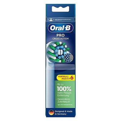 Oral-B Pro CrossAction - Set di 6 testine per spazzolino elettrico, pulizia dei denti superiore con setole innovative a forma di X, accessorio originale per spazzolini Oral-B
