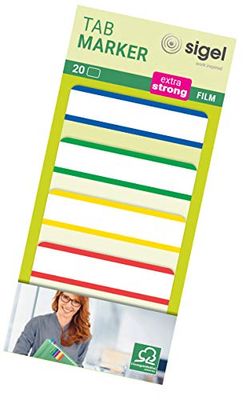 SIGEL HN202 Tab Marker Basic, extra strong, 4 x 5 sheets, Red/Blue/Green/Yellow