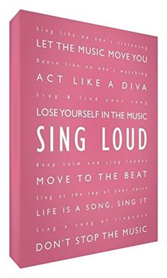 Feel Good Art Gallery verpakt Box canvas, het solide front paneel in modern en inspirerend typografisch ontwerp (40 x 30 x 4 cm, medium, vintage roze, Sing Loud)