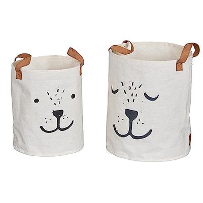 LOVE IT STORE IT - Premium - Lot de 2 Paniers de Rangement Polyvalents en Tissu avec Poignées, Intérieur Lavable, Beige – Pour Chambre d’Enfant, Salon et Salle de Bain