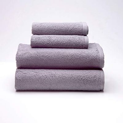Sancarlos - Set van 4 handdoeken, 2 wastafels en 2 badhanddoeken, rookkleurig, 100% katoen, 550 g/m²