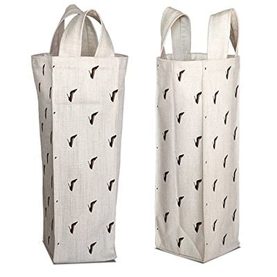 Bonamaison 50% Coton - 50% Polyester Imprimée Numériquement Vin Fourre-Tout Sacs, Sacs à Vin, Pochette Bouteille, Protecteur de Bouteille, Sac de Bouteille, Taille: 31 x 9 Cm