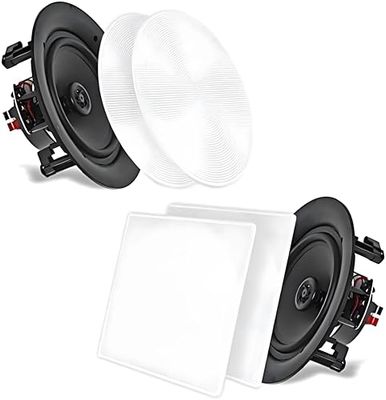 Pyle Altoparlanti Casse Audio da Incasso 13,33 Centimetri, Coppia, Speaker a 2 Vie con Tweeter 1,27 Centimetri, 80Hz-20kHz, 150 Watt, 8 Ohm, Bianchi