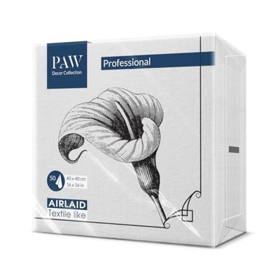 PAW - Airlaid servetter (40 x 40 cm) I 50 stycken I perfekt för bröllop, dop, nattvard, födelsedag I högkvalitativ bordsdekoration av tyg servetter, dammliknande I minnesblomma