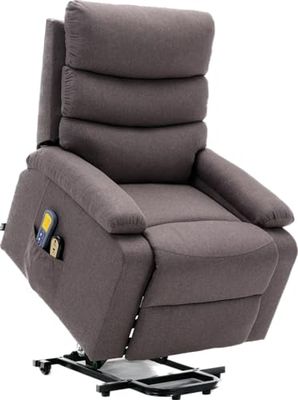 ASTAN HOGAR Poltrona Relax con Funzione Auto-Aiuto (Levanta Persone), Reclinazione Elettrica, Massaggio E Termoterapia, Modello Ceci AH-AR10520MR, Marrone