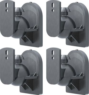 goobay Supporto da parete per altoparlanti universale, girevole/inclinabile, per altoparlanti fino a 3,5 kg, 4 pezzi, nero, 49391