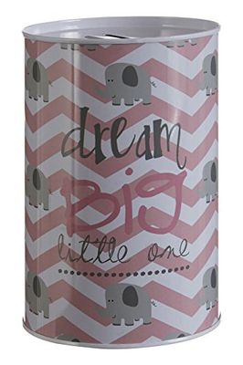 Premier Housewares Dream Big Dinheiro, lata, rosa, 10 x 10 x 15 cm