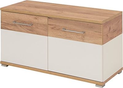 GERMANIA DIE MÖBELMACHER Banco de sapatos GW-Topix, Engineered Wood, branco, carvalho navarra repro, 96 x 51 x 40 cm