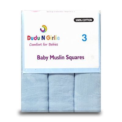 Dudu N Girlie 100 procent bomull barnsäng dra-på-lakan, 72 cm x 72 cm, 3-delar, blå