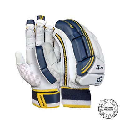 Masuri E Line Youth Left Hand Cricket Batting Gloves - Navy/Yellow, Youth