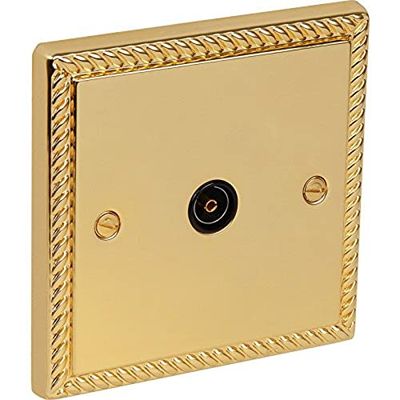 Merriway BH02753 Tv Socket Georgian Brass-1 Pcs